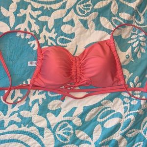Aerie Bandeau Coral Adjustable Top